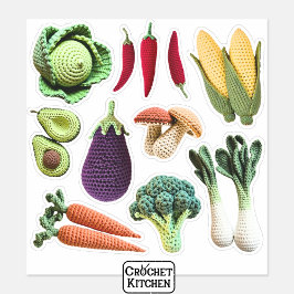 Kleurrijk gehaakte groente paddestoel voedsel amba sticker