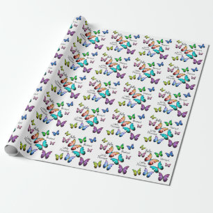 Kleurrijk geheugen van Morpho Blue Rainbow Butterf Cadeaupapier