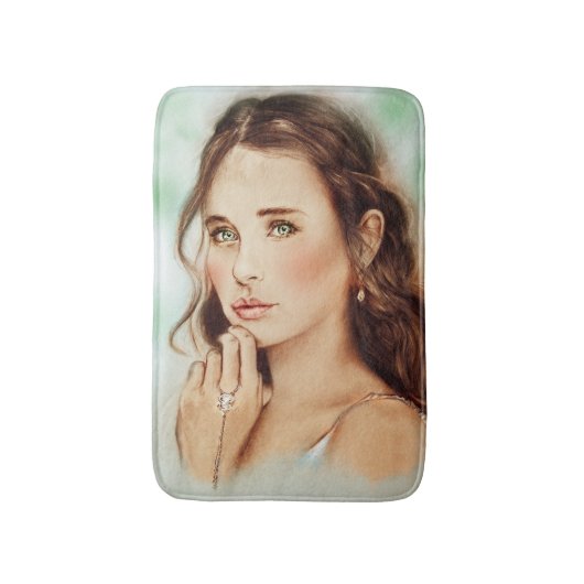 Kleurrijk geïllustreerd badmat - Dame of Spring (Voorkant Verticaal)