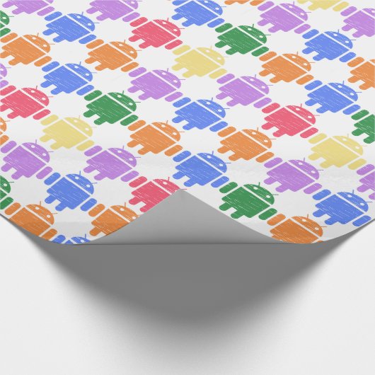 Kleurrijk geïllustreerd robotpatroon cadeaupapier (Hoek)