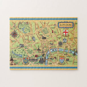 Kleurrijk geïllustreerde kaart van Londen Engeland Legpuzzel