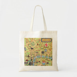 Kleurrijk geïllustreerde kaart van Londen Engeland Tote Bag