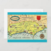 Kleurrijk geïllustreerde kaart van Sussex Engeland (Voorkant / Achterkant)