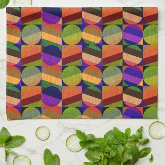Kleurrijk geïnspireerd patroon theedoek (Gevouwen)