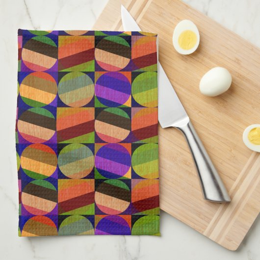 Kleurrijk geïnspireerd patroon theedoek (Quarter Fold)