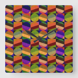 Kleurrijk geïnspireerd patroon vierkante klok