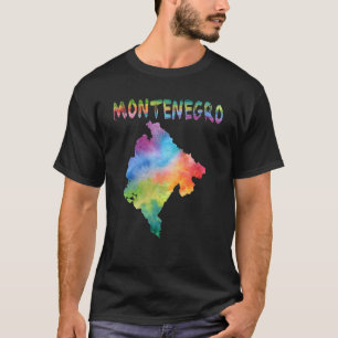 Kleurrijk geïsoleerd Montenegro - kaart in Waterve T-shirt