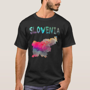 Kleurrijk geïsoleerd Slovenië - kaart in Waterverf T-shirt