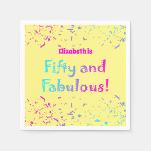 Kleurrijk Gek Vijftig en Fantastisch Confetti Geel Servet