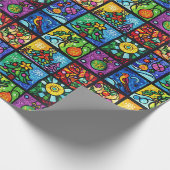 Kleurrijk Gekleurd Glas patroon Kerstmis Cadeaupapier (Hoek)