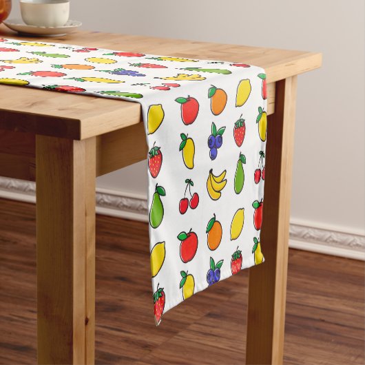 Kleurrijk gemengd fruitpatroon korte tafelloper (Voorbeeld)