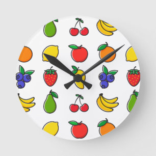 Kleurrijk gemengd fruitpatroon ronde klok