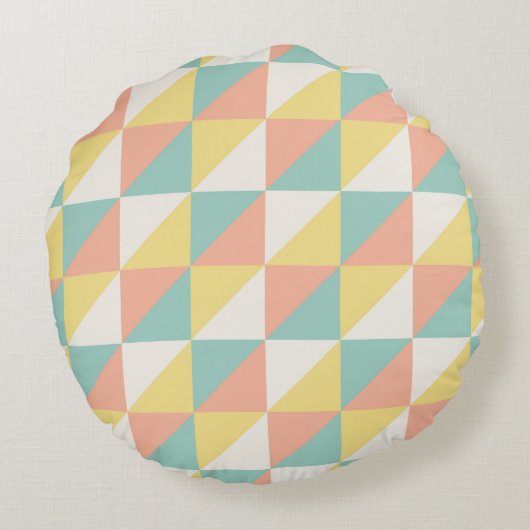 Kleurrijk geometrisch Abstract driehoekspatroon Rond Kussen (Achterkant)