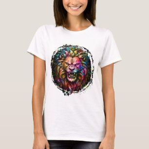 KLEURRIJK GEOMETRISCH ABSTRACT MAJESTUEUZE LEEUWEN T-SHIRT