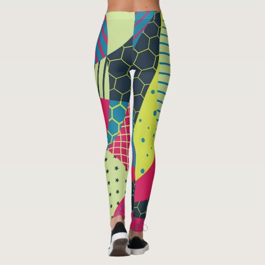 Kleurrijk Geometrisch Abstract Ontwerp Leggings (Achterkant)