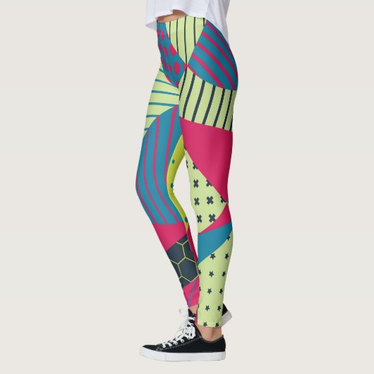Kleurrijk Geometrisch Abstract  Ontwerp Leggings (Links)