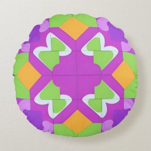 Kleurrijk Geometrisch Abstract Ontwerp Rond Kussen