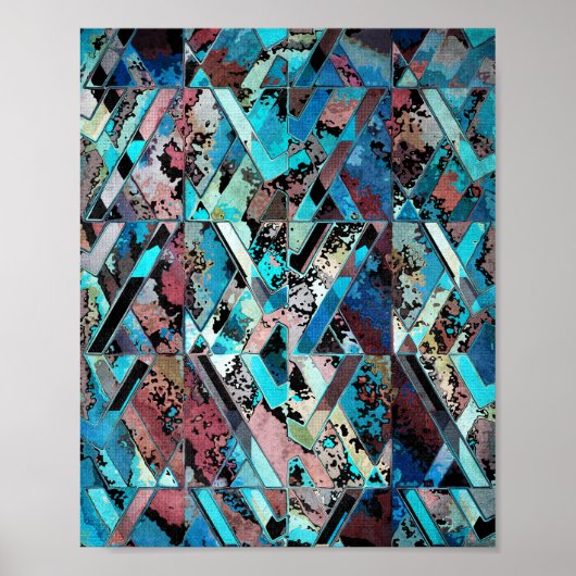 Kleurrijk Geometrisch Abstract Patroon Poster (Voorkant)