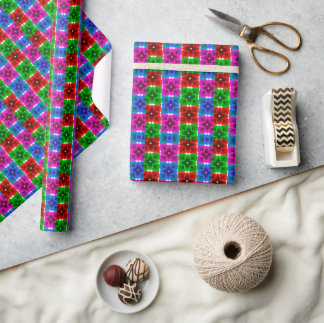 Kleurrijk Geometrisch Bloem Naadloos Patroon, Krac Cadeaupapier