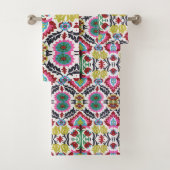 Kleurrijk geometrisch bloemmotief helder patroon bad handdoek (Insitu)