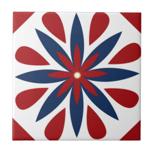 Kleurrijk geometrisch bloempatroon tegeltje