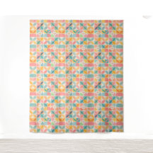 Kleurrijk geometrisch bloempatroon wandkleed