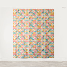 Kleurrijk geometrisch bloempatroon wandkleed
