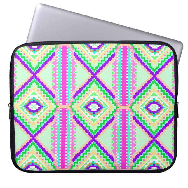 Kleurrijk Geometrisch Boho Patroon Laptop Sleeve (Voorkant)