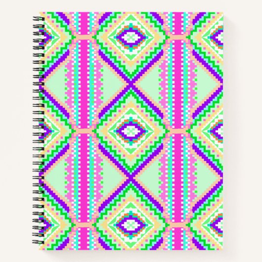 Kleurrijk Geometrisch Boho Patroon Notitieboek (Voorkant)