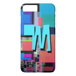 Kleurrijk geometrisch monogram geïnspireerd door d iPhone 8 plus / 7 plus hoesje