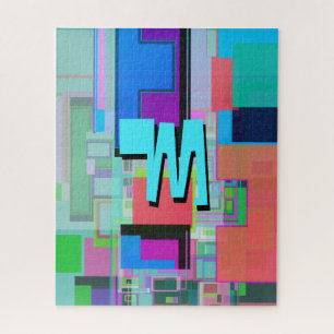 Kleurrijk geometrisch monogram geïnspireerd door d legpuzzel