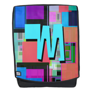 Kleurrijk geometrisch monogram geïnspireerd door d rugtassen