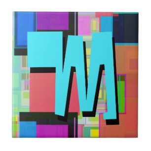 Kleurrijk geometrisch monogram geïnspireerd door d tegeltje