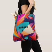 Kleurrijk geometrisch ontwerp, naam of monogram draagtas (Dichtbij)