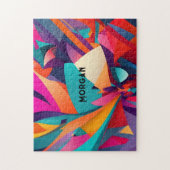 Kleurrijk geometrisch ontwerp, naam of monogram legpuzzel (Verticaal)