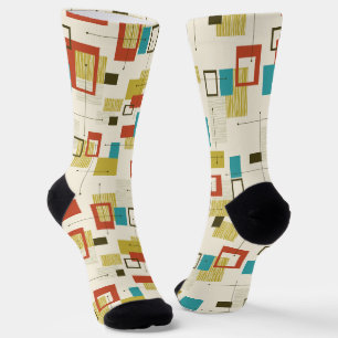 Kleurrijk geometrisch patroon in mid-century moder sokken