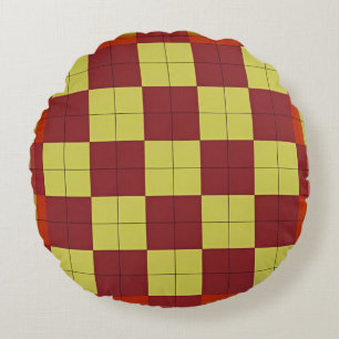 Kleurrijk geometrisch patroon met abstracte vormen rond kussen