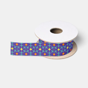 Kleurrijk geometrisch patroon met blauwe kruis lint
