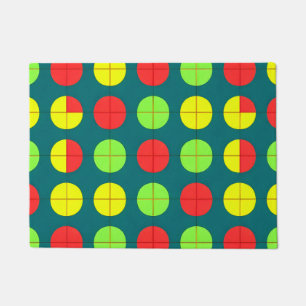 Kleurrijk geometrisch patroon met groen, rood deurmat