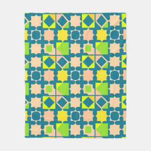 Kleurrijk geometrisch patroon met levendige vormen fleece deken