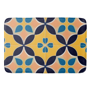 Kleurrijk geometrisch patroon met retro-tegelontwe badmat