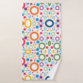 Kleurrijk geometrisch patroon met symmetrie wit badhanddoek (Badhanddoek)