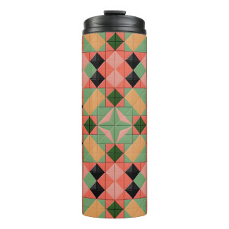 Kleurrijk geometrisch patroon met symmetrische vie thermosbeker