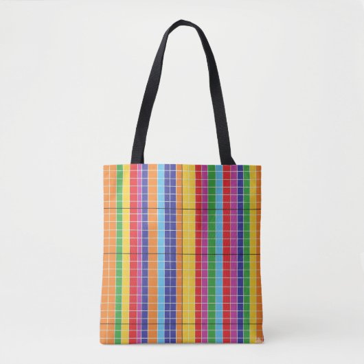 Kleurrijk geometrisch patroon tas – Moderne Regenb (Voorkant)