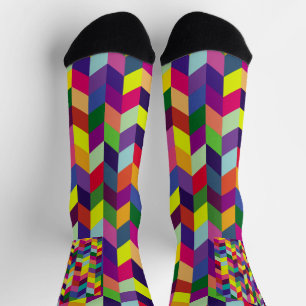 Kleurrijk Geometrisch Patroonontwerp – Modern Stij Sokken