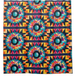 Kleurrijk geometrisch quiltpatroon douchegordijn