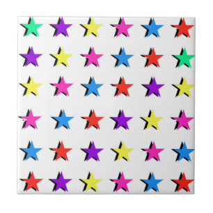 Kleurrijk geometrisch sterrenpatroon tegeltje