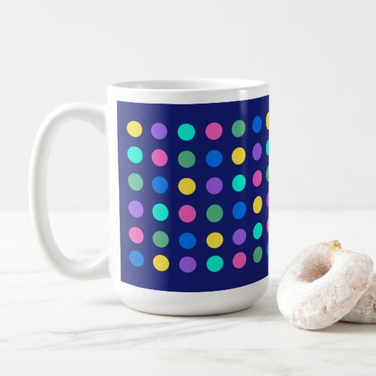 Kleurrijk Geometrisch Stippen Drinkware Ontwerp - Koffiemok (Met donut)