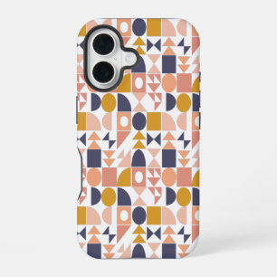 Kleurrijk Geometrisch Vormpatroon in Herfstkleuren iPhone 16 Hoesje