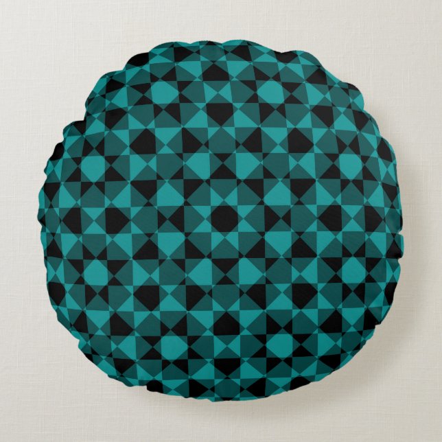 Kleurrijk geruit diamant schotse ruit patroon rond kussen (Voorkant)